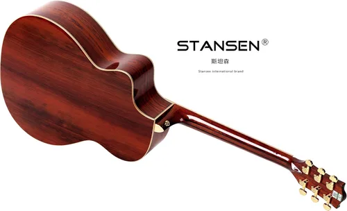 Vista 9 de Stansen T-930C Guitarra acústica de madera maciza GF Cutaway cuerpo Guitarra