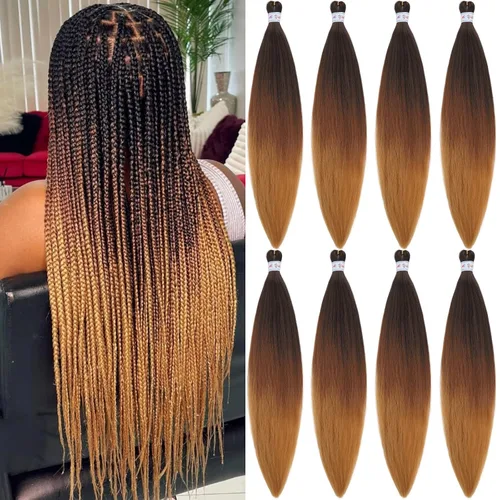 Vista 32 de Pelo trenzado corto 1B negro preestirado Extensiones de pelo trenzado para niños para trenzas de caja sin nudos, pelo trenzado preestirado de 16