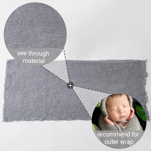 Vista 4 de Conjunto de accesorios de fotografía para bebés recién nacidos, sombrero y rebozo ondulado largo para fotografías de niños y niñas