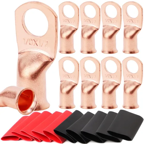 Vista 47 de TKDMR - Kit de 264 piezas de extremos de cable de batería, 132 piezas de terminales de anillo de lengüetas de cable de cobre resistentes AWG 8 6 4 2