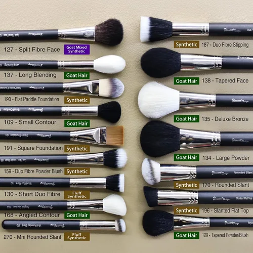 Vista 4 de BUEART DESIGN - Juego de 42 brochas de maquillaje con pelo de cabra natural real (42 piezas, negro perla mate)