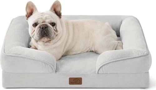 Vista 55 de Bedsure - Cama para gatos de interior, sofá cama lavable para perros muy pequeños, espuma de soporte con funda extraíble y lavable, forro Gris