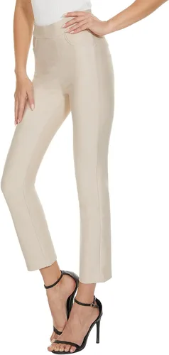 Vista 2 de Ginasy Pantalones de vestir negros para mujer, de negocios, casuales, de cintura alta, elásticos, para el trabajo, pierna recta, pantalones