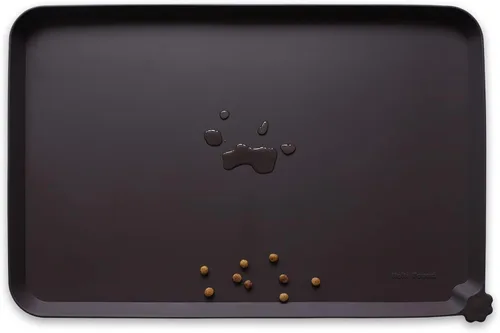 Vista 12 de Hoki Found - Bandeja de silicona para comederos de perros y gatos, tapetes impermeables para comida y agua, color caramelo