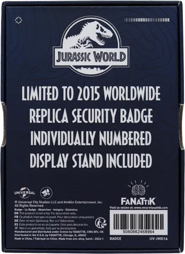 Vista 5 de Fanattik Jurassic World Edición Limitada Réplica Insignia de Seguridad