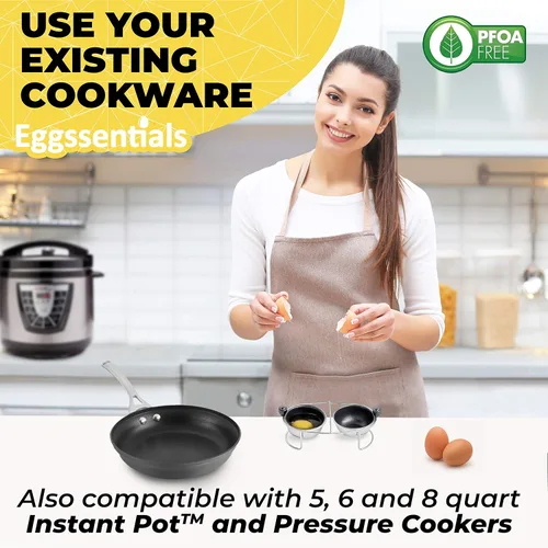 Vista 3 de Eggssentials Inserto para cazador furtivo de huevos de acero inoxidable para cocinar huevos escalfados, taza para escalfar huevos sin PFOA