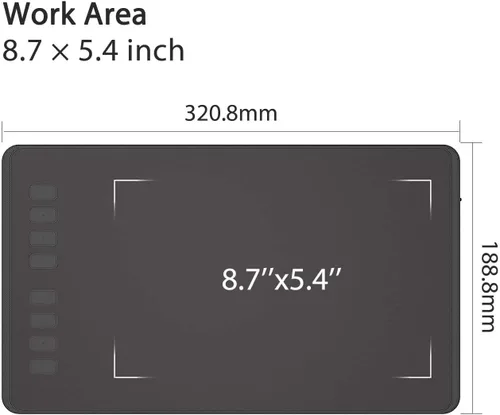 Vista 6 de HUION Inspiroy H950P - Tableta de dibujo digital de 8 x 5 pulgadas con lápiz sin batería, 8192 presión de bolígrafo, inclinación, 8 teclas de acceso