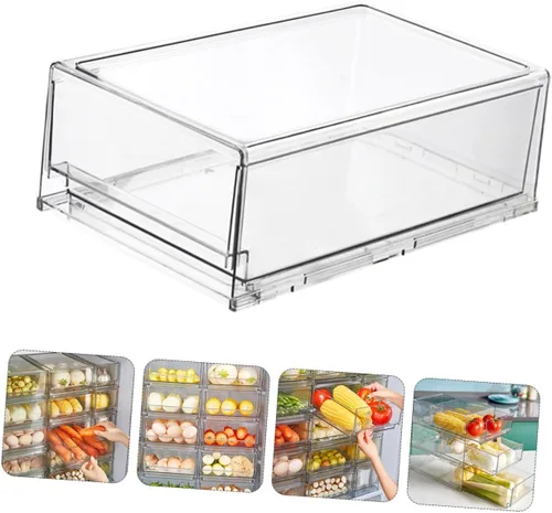Vista 7 de Caja para refrigerador, cajones extraíbles, organizador de latas, contenedor de almacenamiento para refrigerador, despensa grande de almacenamiento