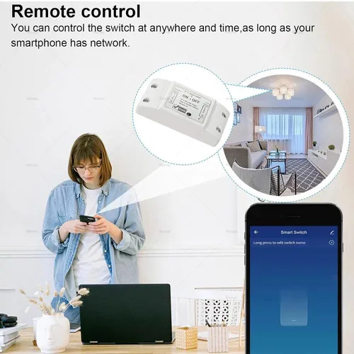 Vista 4 de Interruptor inteligente inalámbrico de 10 A, interruptor de luz Wi-Fi compatible con Alexa y Google Home y SmartThings, certificado FCC, no requiere