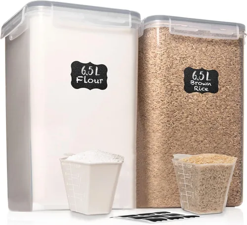 Vista 13 de SUMINISTROS WHITE FEATHER 2 PC [2,09 L / 70,6 Oz] Recipientes Grandes de Almacenamiento de Alimentos con Tapas Herméticas - BPA Libre, Plástico