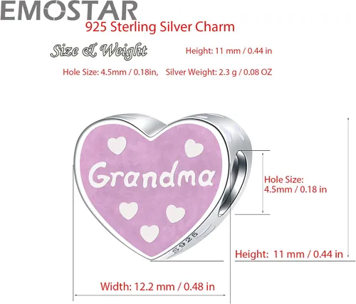 Vista 5 de EMOSTAR Dijes temáticos familiares para el Día de la Madre, plata de ley, padre, hija, hijo, nana, esposa marido, madrina, corona de mamá, cuentas
