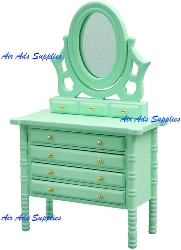 Vista 3 de AirAds Dollhouse 1:12 Muebles en miniatura con espejo; precio cada uno (1 tocador azul)