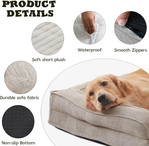 Vista 4 de WINDRACING Camas ortopédicas para perros pequeños, sofá cama impermeable de espuma de huevo para perros con lados de refuerzo en L, cama lavable