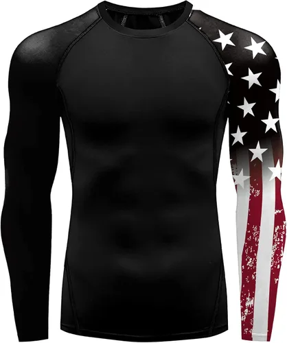Vista 2 de color cosplayer Camiseta de compresión de manga larga para hombre, protección solar UPF 50+