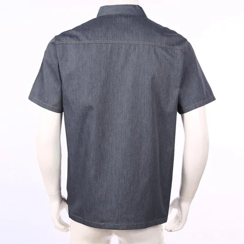 Vista 5 de Hularka Chaqueta de chef unisex clásica de manga corta para restaurante, cocina, uniforme de cocina