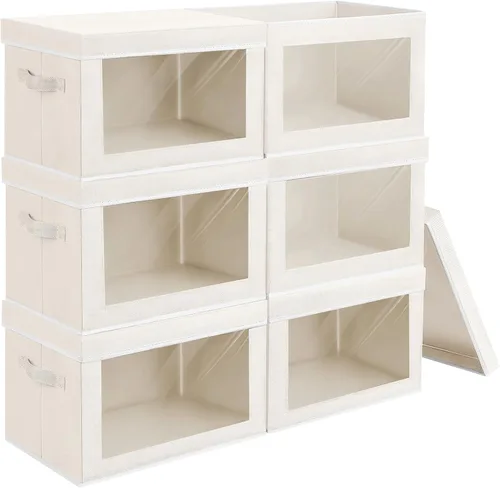Vista 45 de Homsorout Contenedores de almacenamiento con tapas, organizadores pequeños de tela con ventana, contenedores de almacenamiento plegables para ropa