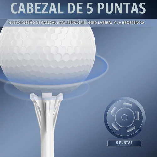 Vista 3 de CHAMPKEY Advanced 5-Prong Plastic Golf Tees 120 or 100 Pack - 50% Ball Contact Surface Optimization with Longer Distance Performance Golf Tees Blanco
