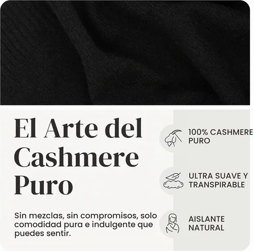 Vista 3 de Velanio Cashmere Bufanda de pashmina de cachemira 100% tejida, chal extra grande para mujer, estola de viaje Negro