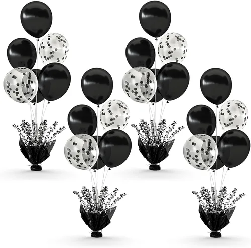 Vista 27 de 2 Juego de Globos de Mesa Negros con Spray de Aluminio para Centro de Mesa con Globos Negros y de Confeti, Kit de Soporte para Decoración de Mesa