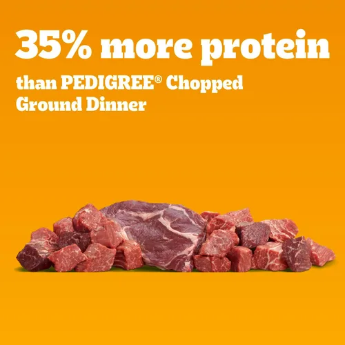 Vista 3 de Pedigree Alimento húmedo suave para perros adultos con alto contenido de proteínas, sabor a carne de res y bisonte, latas de 13.2 onzas, 12