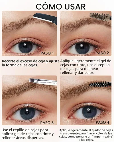 Vista 6 de Kit de gel de cejas teñido impermeable, gel de rímel de cejas engrosante y pegamento de cejas de ajuste transparente, crema de cejas de relleno