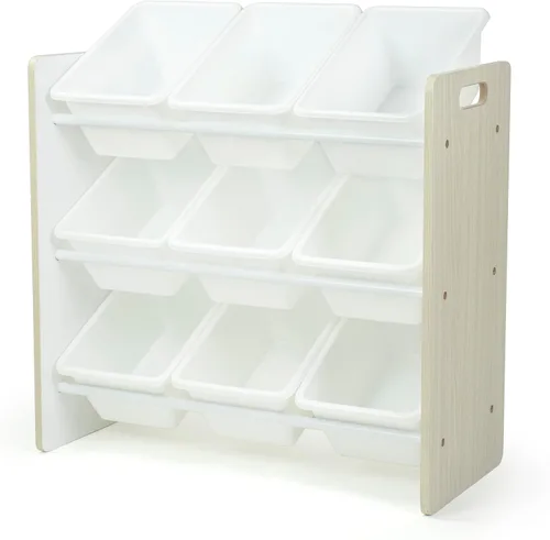 Vista 10 de Humble Crew Organizador de juguetes para niños con 9 contenedores Papeleras blancas/Panel gris