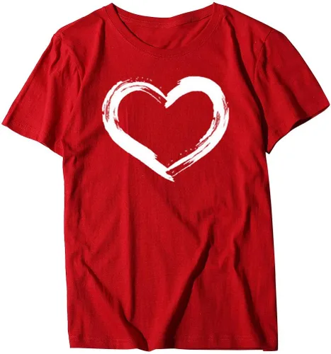 Vista 38 de Camisetas de manga corta con estampado de corazón para mujer, camisetas de ajuste regular, linda y divertida, ropa de regalo 2023