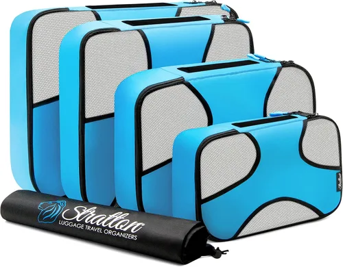 Vista 7 de Stratton Juego de 5 cubos de embalaje, organizadores de equipaje de viaje con bolsa de lavandería