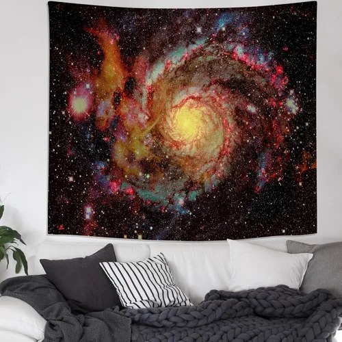 Vista 4 de PSYHILAR Tapiz de luz negra que brilla en la oscuridad UV del universo espacial Galaxy con luz negra para adultos (40 x 30 pulgadas)