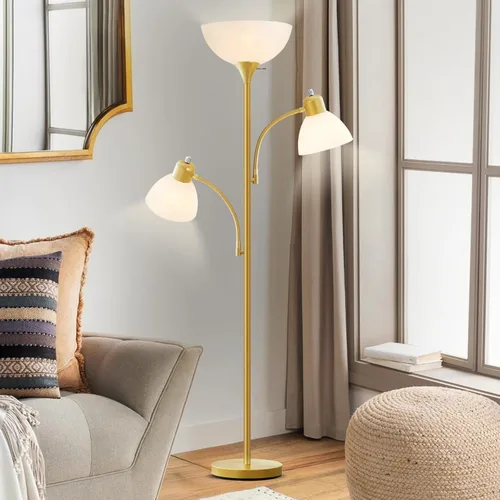 Vista 12 de Luvkczc Lámpara de pie de 72 pulgadas con mesa, luces de lectura ajustables, lámparas de pie modernas para sala de estar, dormitorio, oficina, Marrón