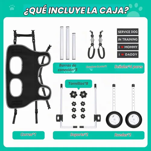Vista 8 de Nasjac Silla de ruedas para perros para patas traseras, silla de ruedas