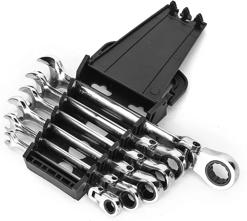 Vista 6 de Raguso Llave combinada de trinquete, herramienta de reparación de mano, llave de vaso IS llave de trinquete Juego de llaves de trinquete