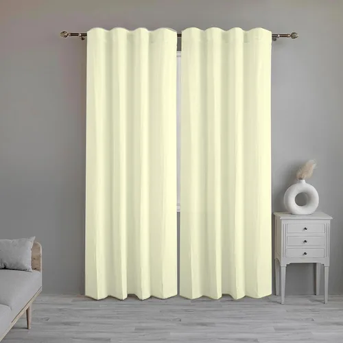 Vista 3 de Linenwalas Juego de 2 paneles de cortinas semitraslúcidas de lino de algodón de 84 pulgadas de largo, elegante bolsillo para barra y bucles