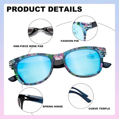 Vista 5 de Amorays Gafas de lectura bifocales para mujer - Lectores bifocales con bisagra de resorte