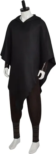 Vista 3 de Disfraz de gato con botas para adultos y niños, disfraz de lobo de la muerte, cosplay, pantalones negros con capucha y guantes para Halloween