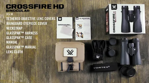 Vista 6 de Binoculares Vortex Optics Crossfire HD 10x50 - Sistema óptico HD, trípode adaptable, armadura de goma, impermeable, a prueba de niebla, a prueba