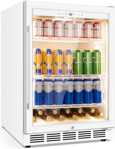 Vista 23 de FoMup Refrigerador de vino con 12 botellas, pequeño refrigerador de vino independiente con control de temperatura digital de bloqueo de seguridad