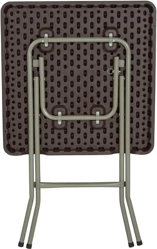 Vista 8 de Flash Furniture - Mesa plegable cuadrada de plástico de ratán marrón de 1.95 pies