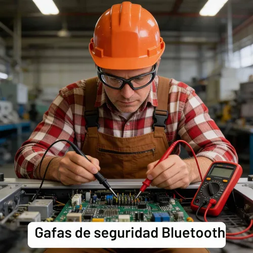 Vista 6 de Gafas de seguridad inteligentes Bluetooth para el trabajo, gafas de seguridad de audio con altavoz Bluetooth para hombres y mujeres, micrófono