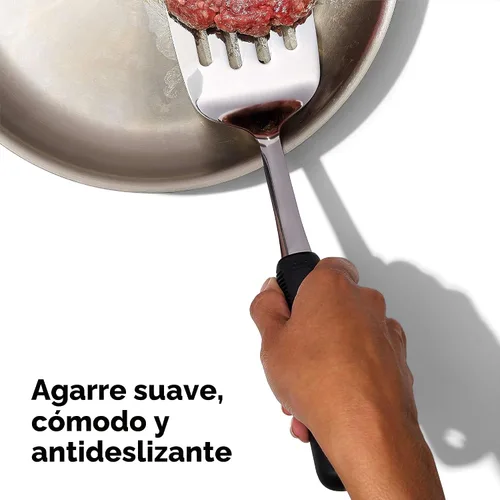 Vista 6 de OXO Good Grips - Espátula de acero inoxidable Cabeza flexible para pescados, espátula de acero inoxidable, agarre cómodo, Turner de cocina