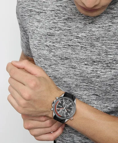 Vista 4 de BOSS Reloj de cuarzo Globetrotter para hombre gris Reloj de cuarzo buceador