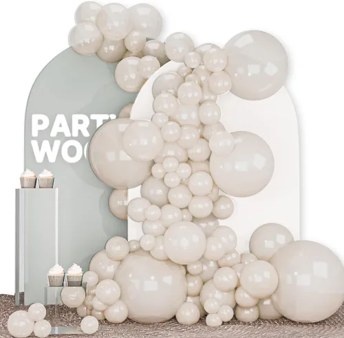 Vista 32 de PartyWoo - Globos nude de 140 piezas en diferentes tamaños de 18, 12, 10, 5 pulgadas, kit de arco de globos de color neutro y melocotón estilo boho