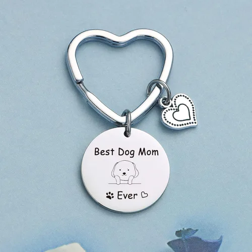 Vista 2 de JIUSHUN - Llavero para perro y mamá, joyería veterinaria, para amantes de las mascotas, regalo para el día de la madre, joyería para perros