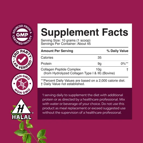 Vista 3 de Natures Craft Proteína en polvo multicolágeno para mujeres y hombres, péptidos de colágeno hidrolizados Keto, 45 porciones, vitaminas