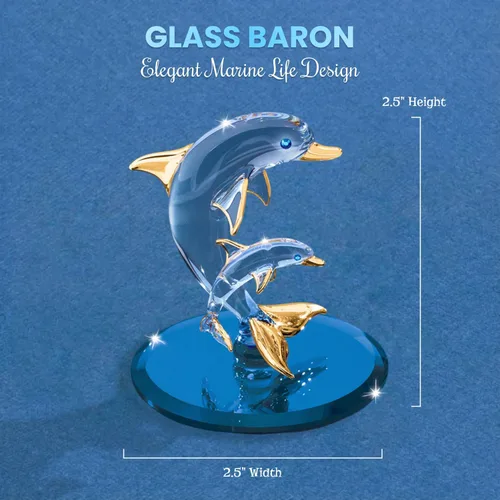 Vista 2 de Figura de cristal de delfín y bebé