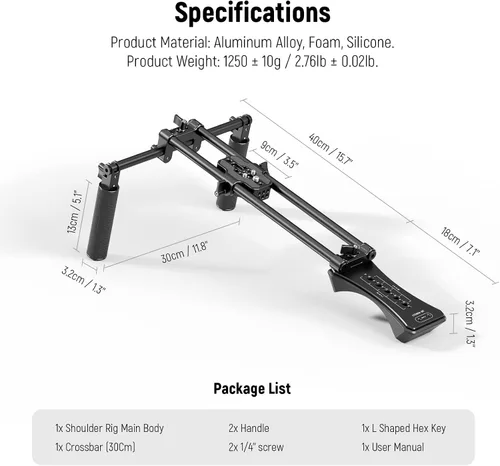 Vista 9 de NEEWER SR004 - Kit universal de aparejo de hombro de 16 pulgadas/40 cm Sistema de soporte estabilizador de cámara para videocámara DSLR
