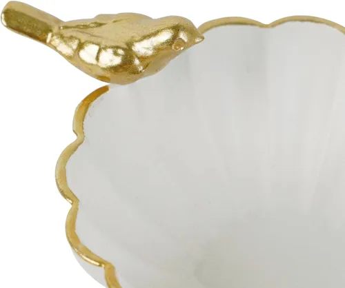 Vista 4 de NIKKY HOME Bandeja de metal blanco retro con pájaro, soporte para anillos, regalo de cumpleaños y Navidad
