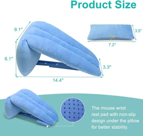 Vista 2 de Zelen Almohada de elevación de brazo con almohadilla de muñeca para el mouse Almohada médica para brazo elevador, almohada médica poscirugía
