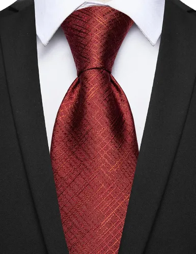 Vista 7 de Corbatas a rayas y corbatas a cuadros para hombre, corbata de seda tejida, juego de clip de corbata dorado