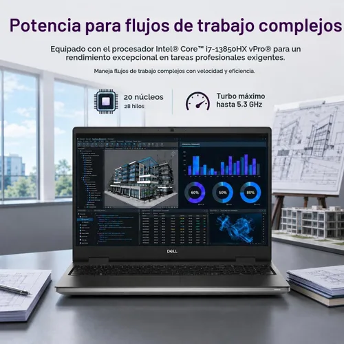 Vista 2 de Laptop Dell Precision 7680, NVIDIA RTX 2000 Ada 8GB, i7-13850HX, 64GB DDR5